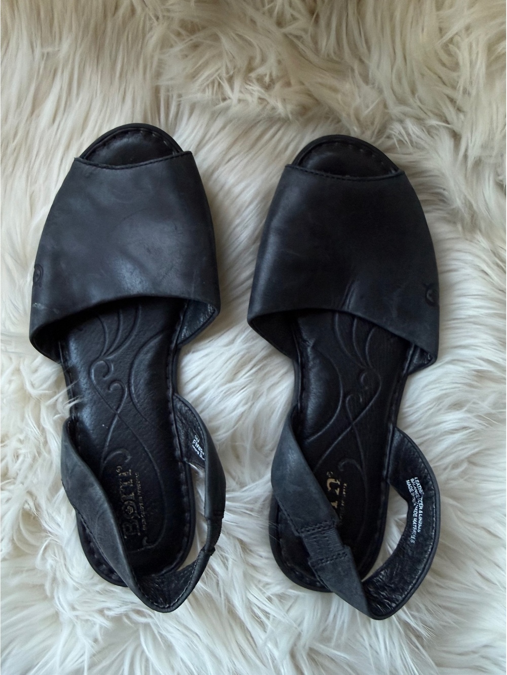Born Black Leather Slingback Sandals Size 8